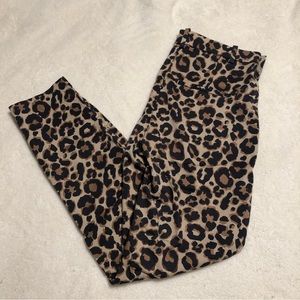 Leopard Print Pants, skinny leg, high waist, cropped | Size 2